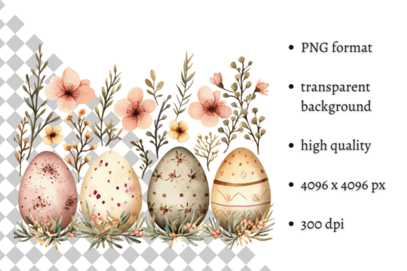 Download Watercolor Easter Eggs Clipart PNG - Premium Bundle