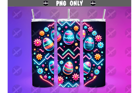 Download Neon Easter Eggs &amp; Flowers Tumbler Wraps - Premium Resources