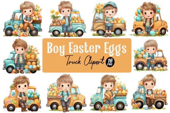 Download Boy Easter Eggs Truck Clipart - Premium Resources
