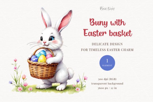 Download Vintage White Bunny with Easter Eggs - Easter eggs Collection